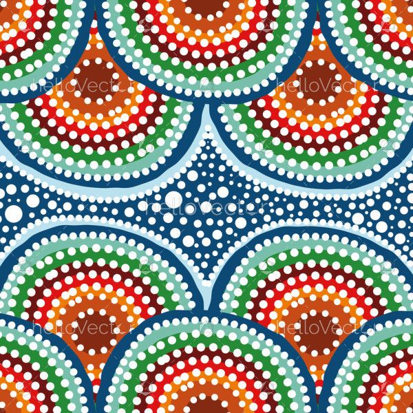 Colorful Aboriginal Dot Pattern with Concentric Circles