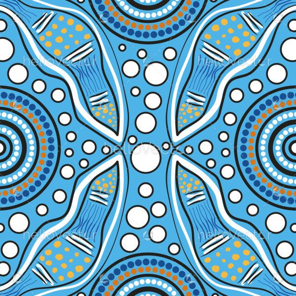 Vector Blue Traditional Aboriginal Art Illustration