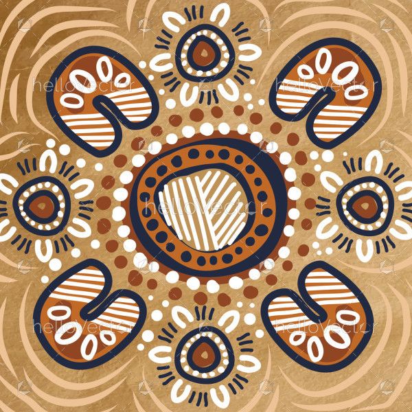 Aboriginal Gathering Motif with Earthy Tones