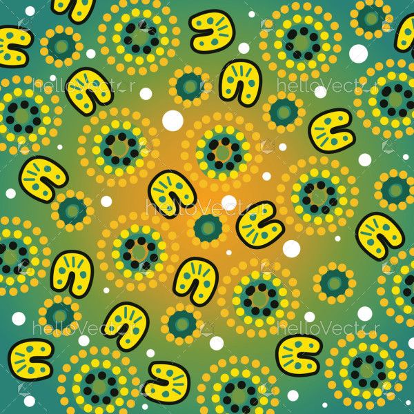 Bright Gathering in Aboriginal Dot Art Style Illustration