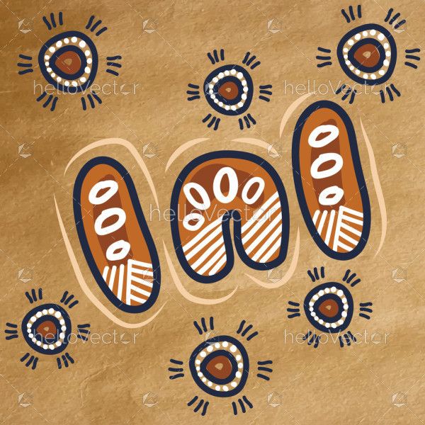 A digital painting in vector form, with a pattern drawn from Aboriginal dot artwork.