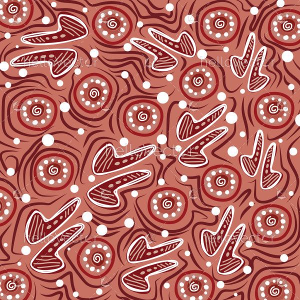 Aboriginal-style background with symbolic patterns