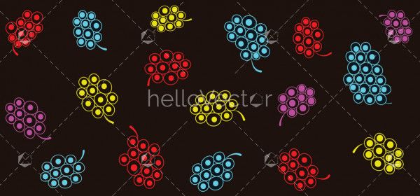 Seamless colorful grapes pattern background vector.