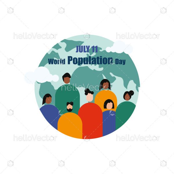 Illustration of unity and awareness on global population issues.