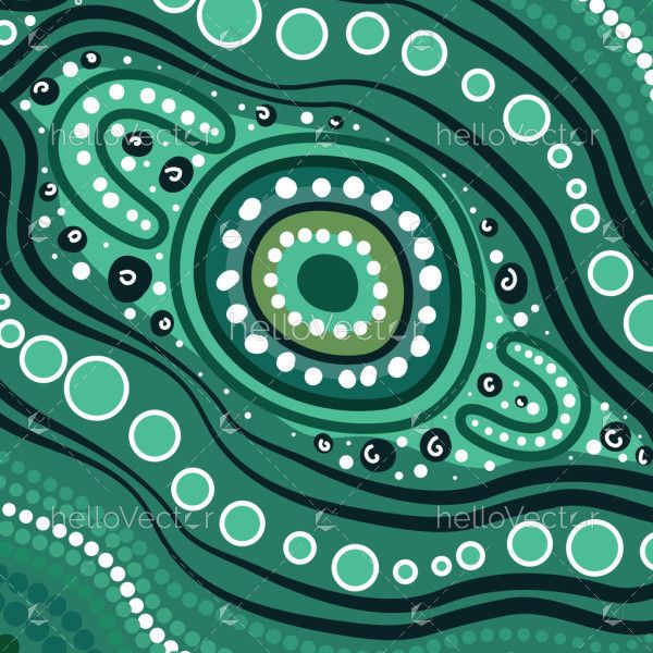 Aboriginal-Inspired Green Dot Artwork Illustration