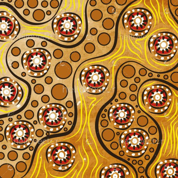 Ancient Pathways and Sacred Symbols Aboriginal Artwork Illustration