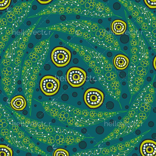 Aboriginal-Inspired Leaf and Waterhole Pattern Illustration