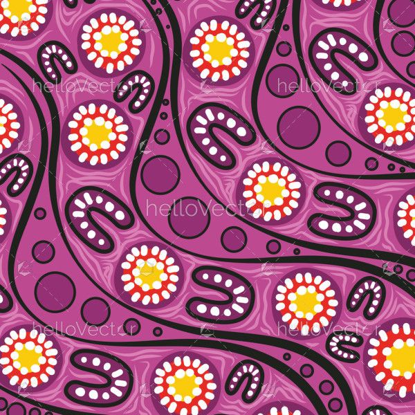 Bright magenta aboriginal dot style artwork illustration