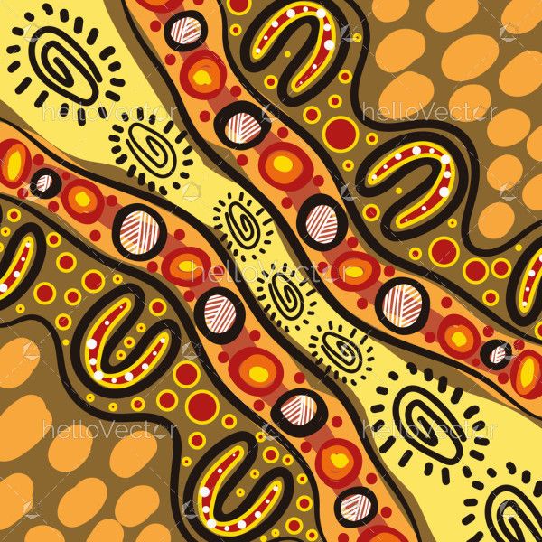 Aboriginal-Inspired Pathways and Symbols Artwork Illustration