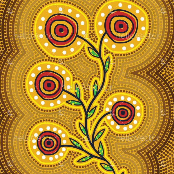 Aboriginal-Inspired Floral Symbolism Artwork