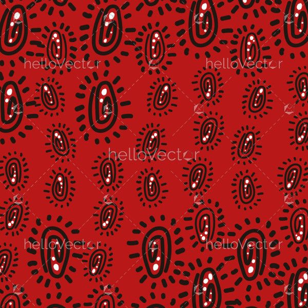 A vector-based red background with a pattern drawn from Aboriginal dot artwork