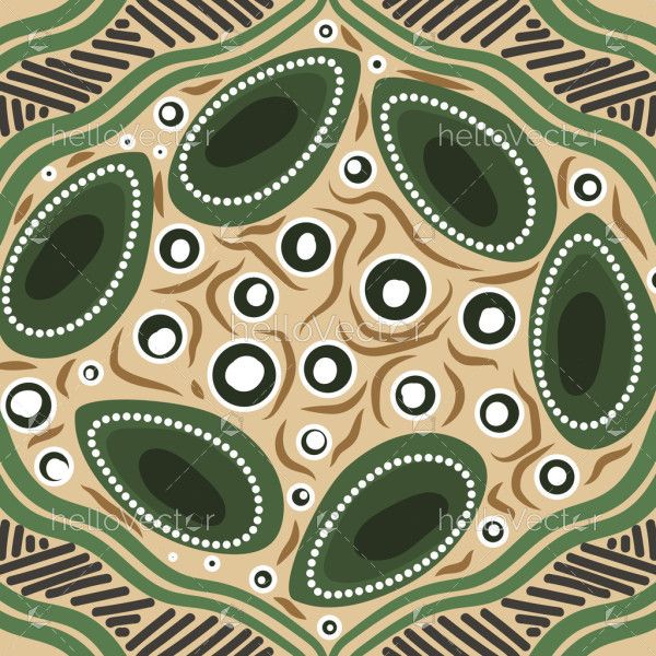 Sacred Grounds in Earthy Aboriginal Dot Art Illustration