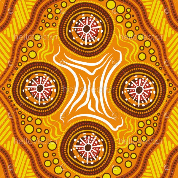 Aboriginal Dot Artwork Illustration in Warm Tones