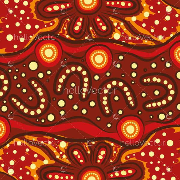 Warm Earth-Toned Aboriginal Symbolic Vector Artwork