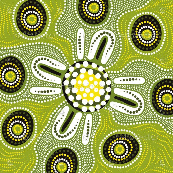 Gathering Inspired Aboriginal Dot Art Design Illustration