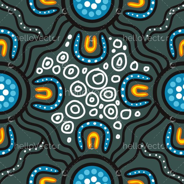 Gathering at the Waterhole Aboriginal Artwork Illustration