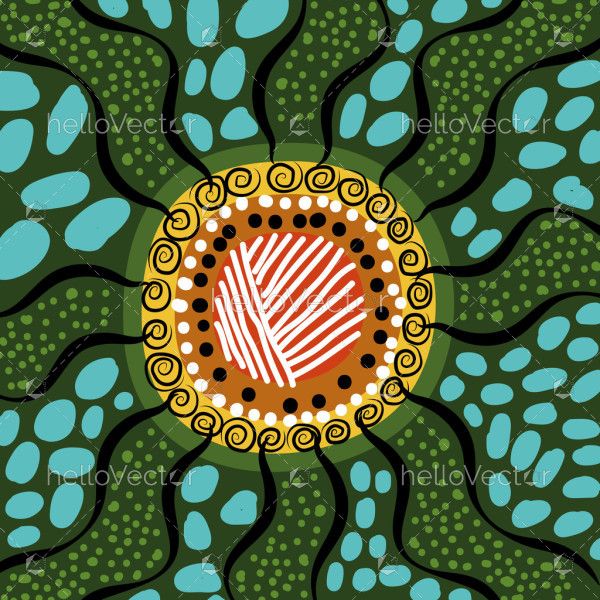 Aboriginal Art Inspired Nature Motif Illustration