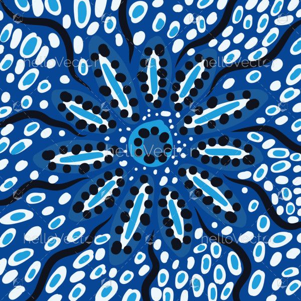 Flowing Blue Dreaming Aboriginal Design Illustration