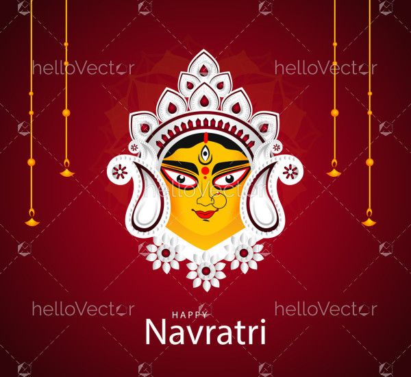 Happy Navratri Festive Illustration of Goddess Durga