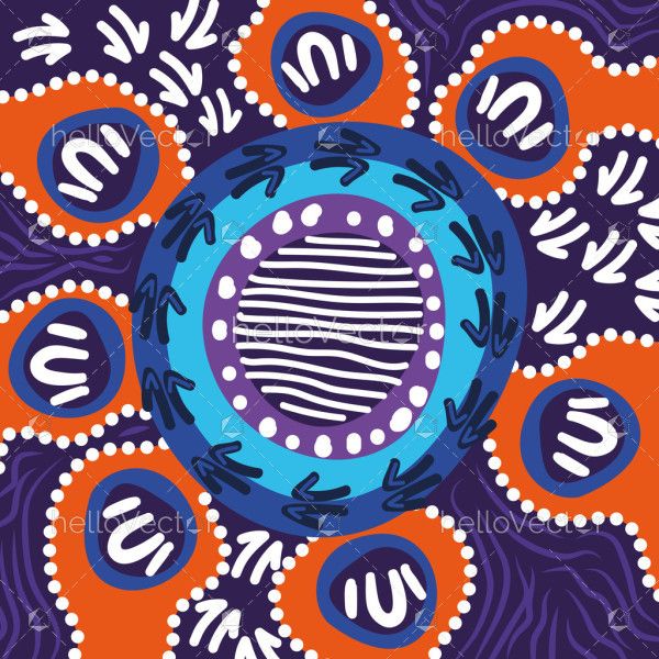 Vibrant Aboriginal Storytelling Art Illustration