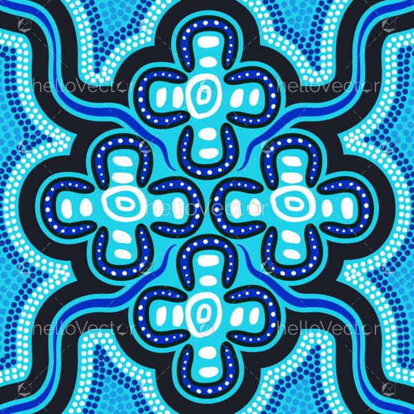 A vibrant Aboriginal-style blue dot artwork Illustration