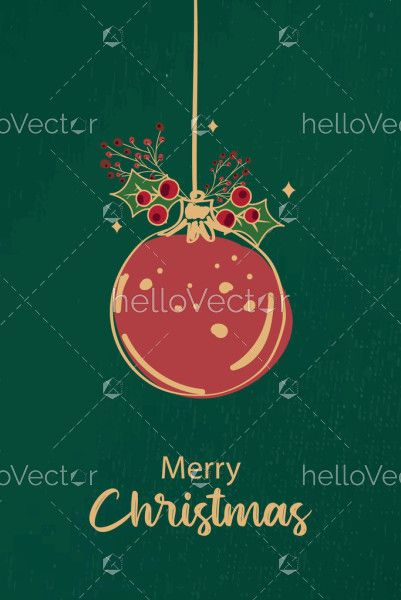 A festive illustration of a red Christmas bauble with a warm “Merry Christmas” greeting.