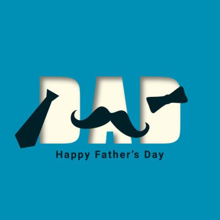 Creative Happy Father’s Day Typography Design with Mustache and Tie Illustration