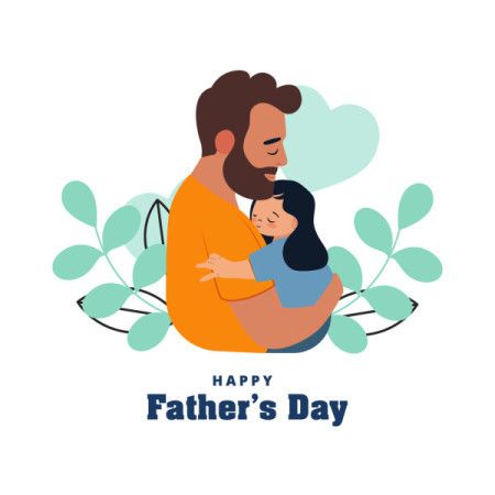 Loving Father Hugging Daughter Happy Father’s Day Illustration
