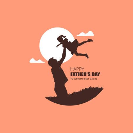 Silhouette Father and Child Happy Father’s Day Celebration Illustration