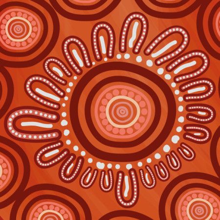 Orange Circular Aboriginal Dot Traditional Art Illustration
