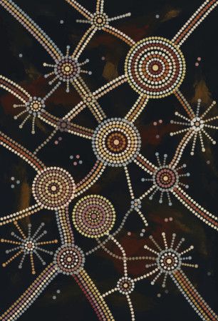 Aboriginal Dot Pattern Artwork with interconnected circles.