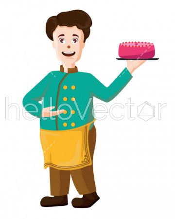 Smiling chef cartoon character - Vector illustration 