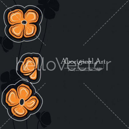 Aboriginal art vector banner with text