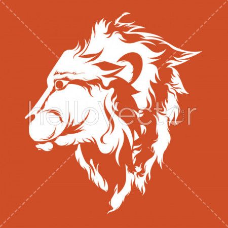 Side view lion face - Vector Illustration