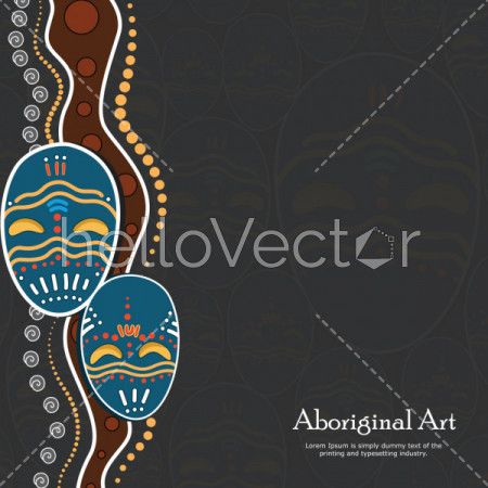 Aboriginal dot art vector banner with mask 