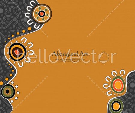 Aboriginal art vector banner with text. 