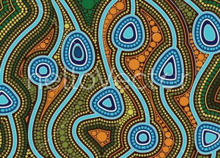 River, Aboriginal art vector painting with river,