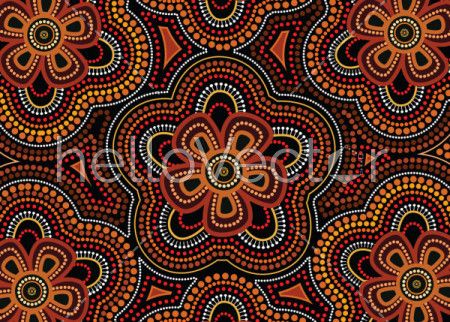 Aboriginal dot art vector seamless flower pattern background.