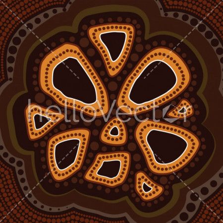 Illustration based on aboriginal style of dot  background.