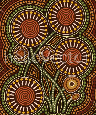 Aboriginal dot art vector painting with flowers