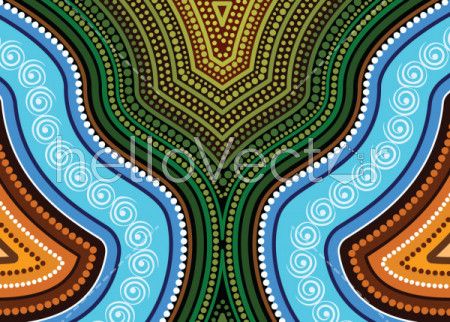 Aboriginal art vector painting, Nature concept