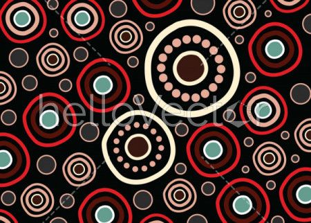 Aboriginal dot art vector circle pattern background.