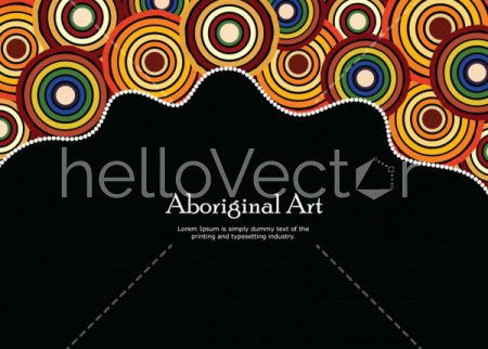 Aboriginal art vector banner with text.