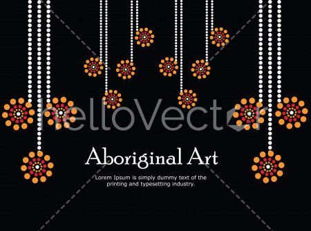 Vector Banner with text. Aboriginal art illustration.