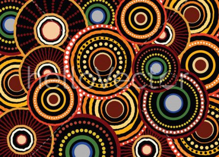 Aboriginal dot art vector seamless circle pattern background.