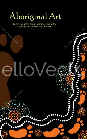 Vector Banner with text. Aboriginal art illustration. 