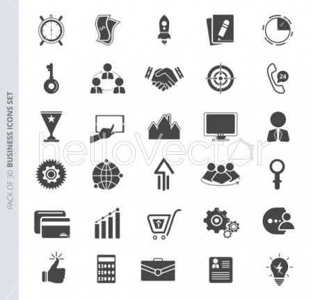 Business icons set in trendy flat style isolated on white background.
