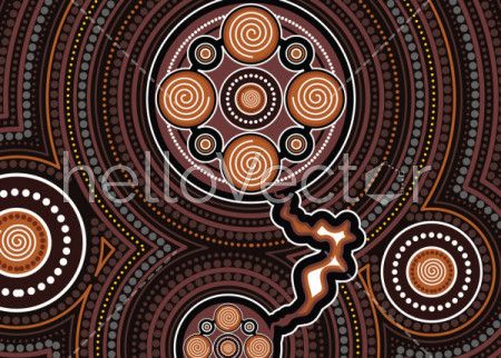 Aboriginal dot art vector painting. Connection concept