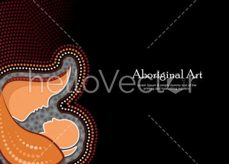Aboriginal art vector banner with text - Mother and child concept