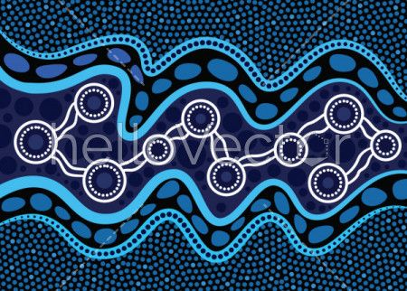 Illustration based on aboriginal style of dot  background. Connection concept